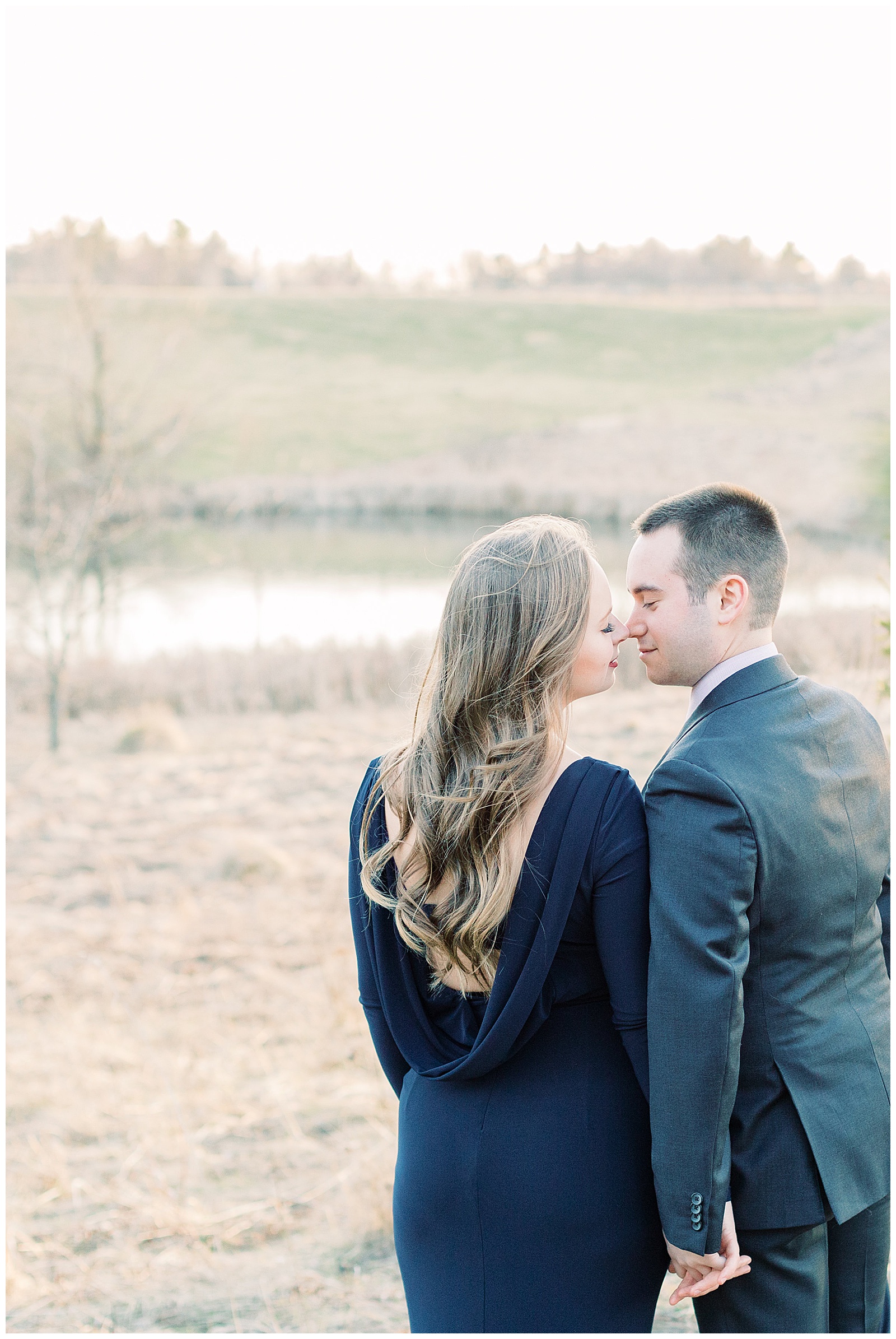 COVID Engagement Session Couple close to kissing