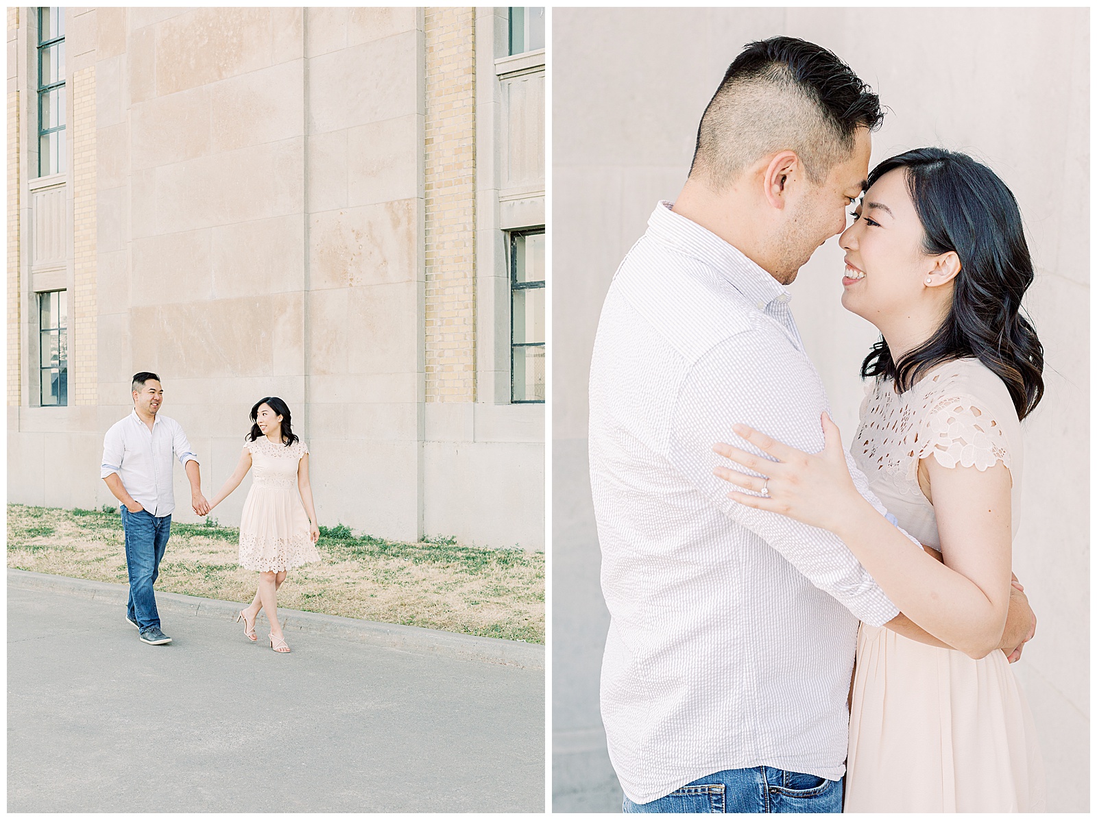 Couple walking at R.C. Harris Engagement Session