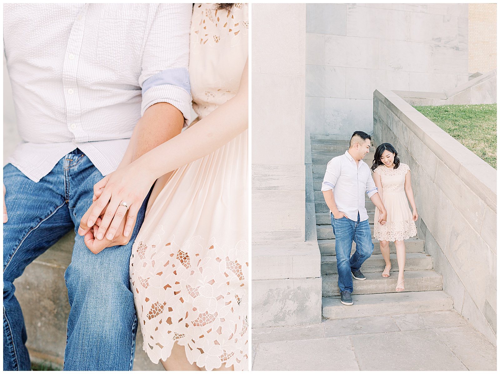 RC Harris Engagement Session couple walking down stairs
