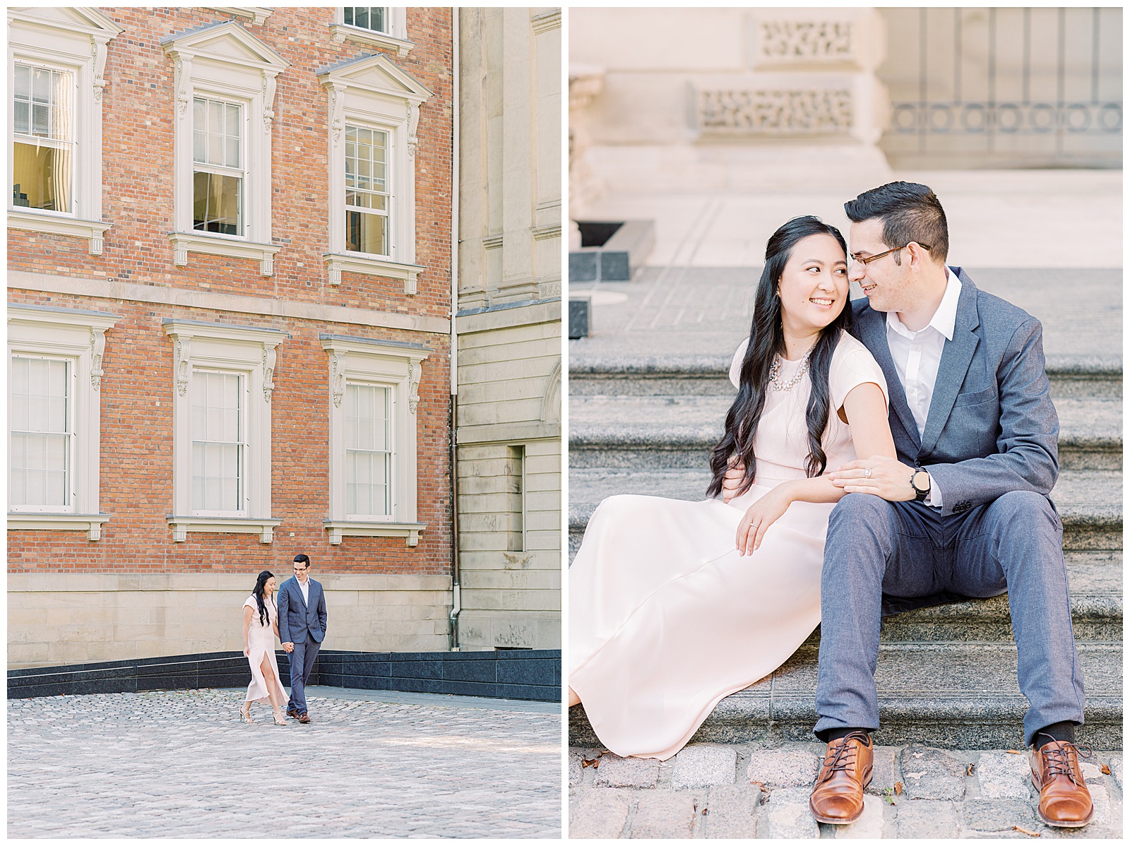 Osgoode Hall Summer Engagement Session - Couple sitting on stairs